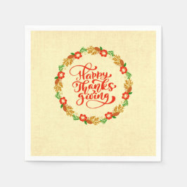 Guardanapo De Papel Feliz Dia de Ação de Graças Dourada Vermelha Cockt