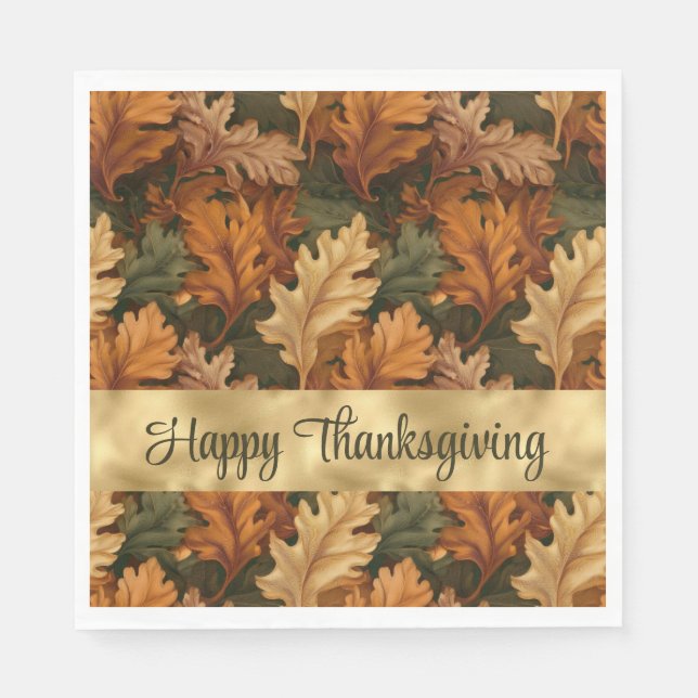 Guardanapo De Papel Feliz Dia de Ação de Graças Folhas (Frente)