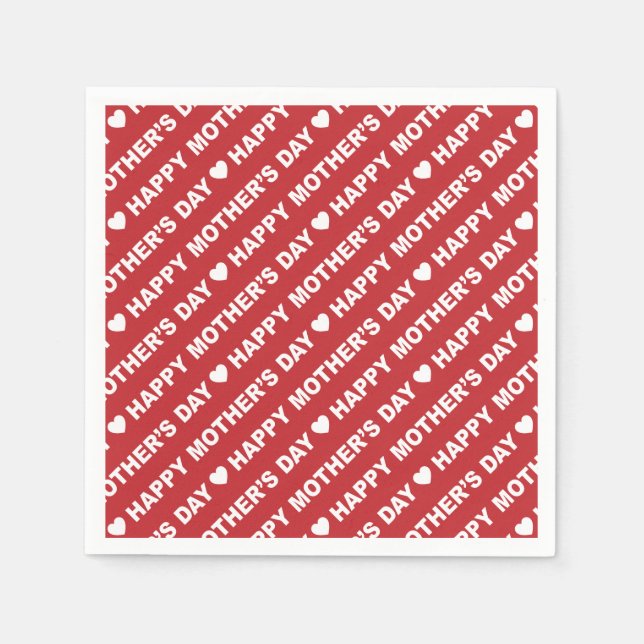 Guardanapo De Papel Feliz Dia de as mães Branco sobre o Livro Vermelho (Frente)
