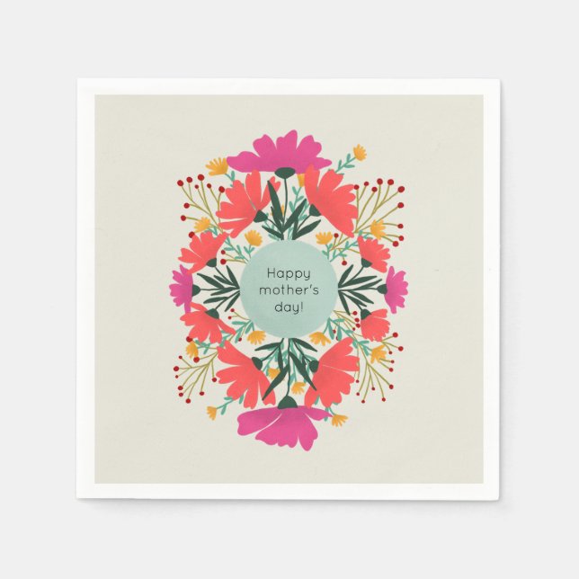 Guardanapo De Papel Feliz dia de as mães floral (Frente)
