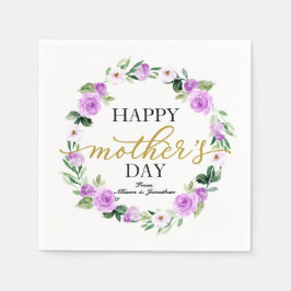 Guardanapo De Papel Feliz dia de as mães Floral Roxo