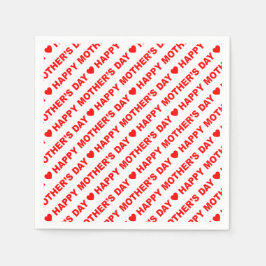 Guardanapo De Papel Feliz Dia de as mães Vermelho no Livro Branco Napk