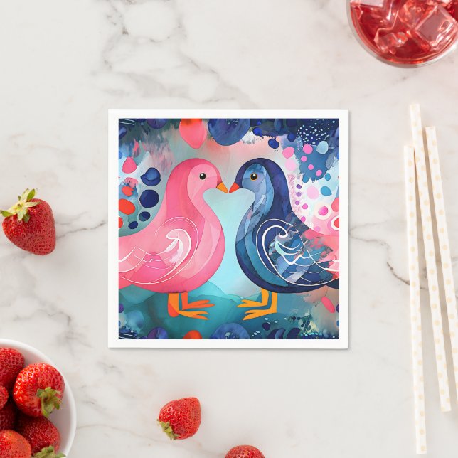 Guardanapo De Papel feliz dia de os namorados "Um Beijo em Penas" (Insitu)