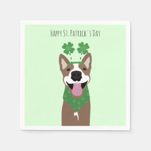 Guardanapo De Papel Feliz Dia de São Patrício Marrom Cachorro Verde
