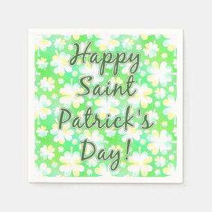 Guardanapo De Papel Feliz Dia de São Patrício Shamrocks Retro Waterc