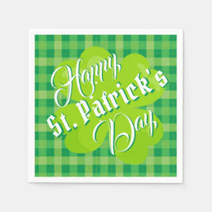 Guardanapo De Papel Feliz Dia de São Patrício Verde Tartan Trevo Sortu