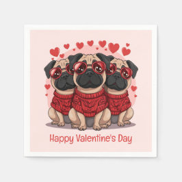 Guardanapo De Papel Feliz Dia dos Namorados Pug Dogs