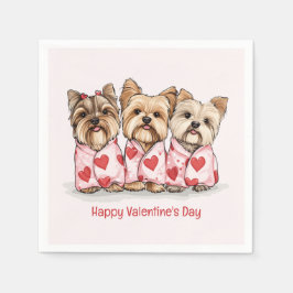 Guardanapo De Papel Feliz Dia dos Namorados Yorkshire Terrier Dogs