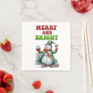 Guardanapo De Papel Feliz e Bright Snowman