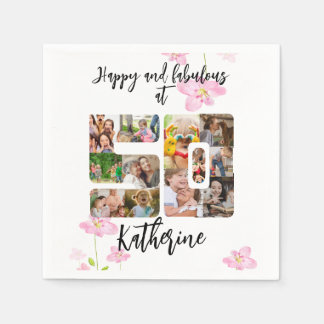 Guardanapo De Papel Feliz e Fabuloso 50º Aniversário - Multifotografia