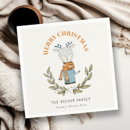 Guardanapo De Papel Feliz e Feliz Suéter Leafy Reindey Natal