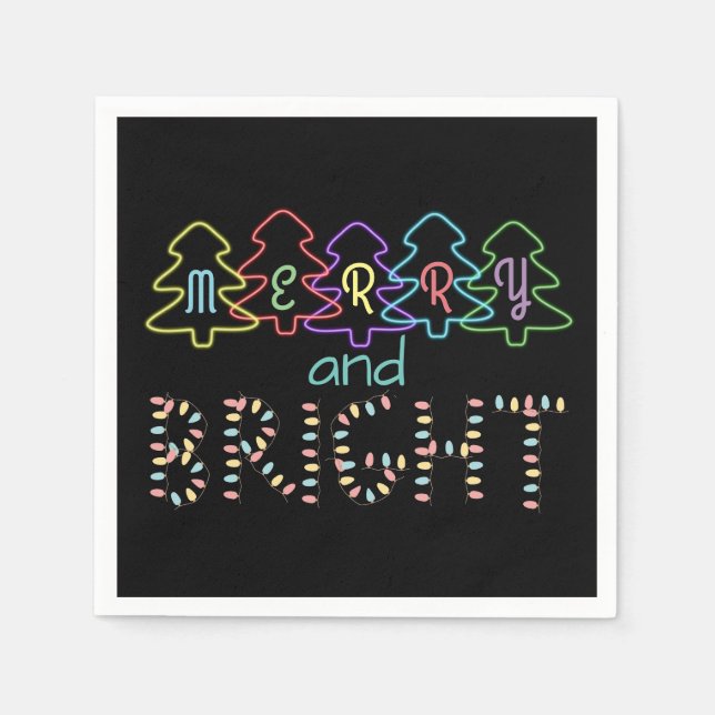 Guardanapo De Papel Feliz e Luzes de Natal Brilhantes (Frente)