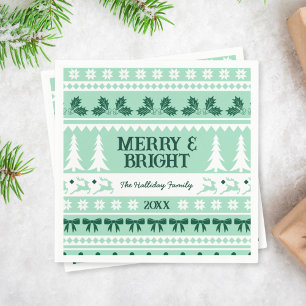 Guardanapo De Papel Feliz e Suor de Natal Brilhante, verde