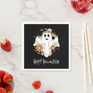 Guardanapo De Papel Feliz Fantasma Retro Hippie Vibe Halloween