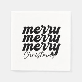 Guardanapo De Papel feliz feliz de natal alegre preto e branco