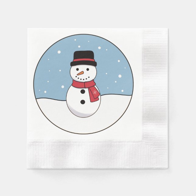 Guardanapo De Papel Feliz Feriado de Natal de Snowman (Frente)