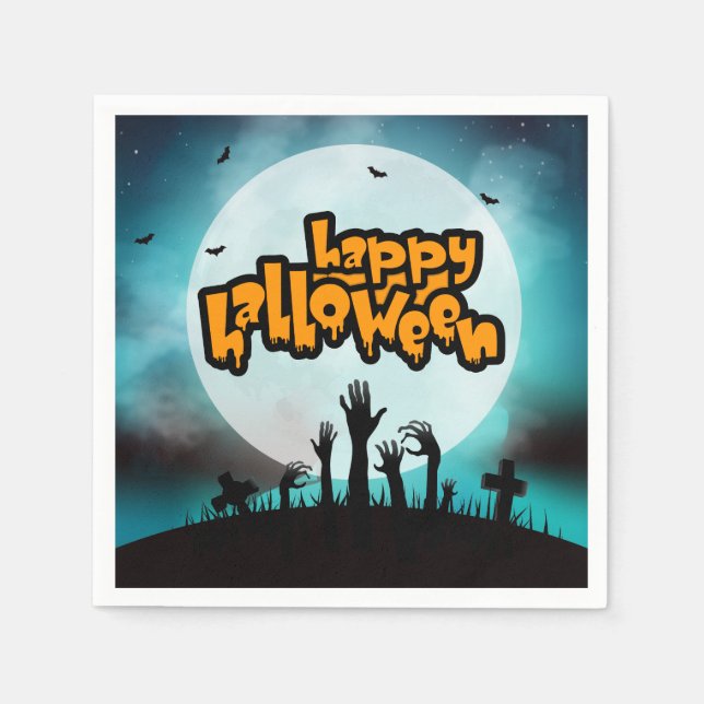 Guardanapo De Papel Feliz Festa Zombie Spooky do Halloween (Frente)