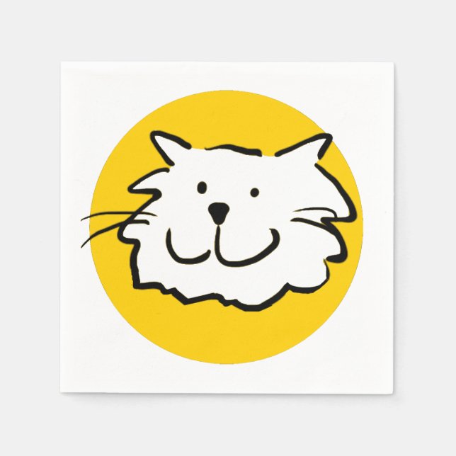 Guardanapo De Papel Feliz Gato Sorriso. Tema de Gato (Frente)