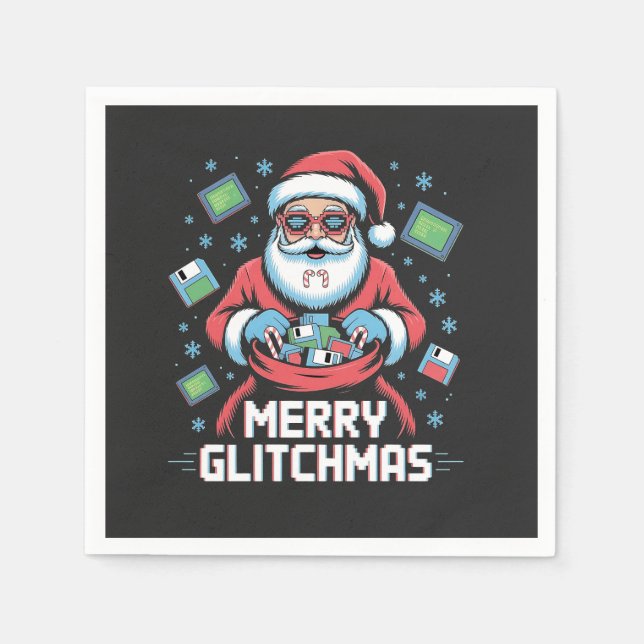 Guardanapo De Papel Feliz Glitchmas Coding Programmer Papais noeis Nat (Frente)