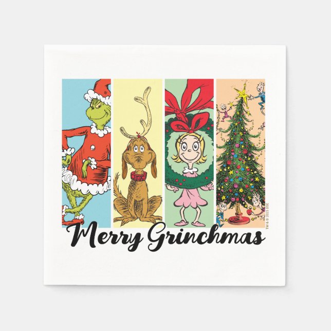 Guardanapo De Papel Feliz Grinchmas Colagem de Férias (Frente)