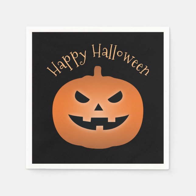 Guardanapo De Papel Feliz Halloween Assombrado Jack O Lantern Pumpkin (Frente)
