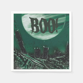 Guardanapo De Papel Feliz Halloween com um bô do Cemitério