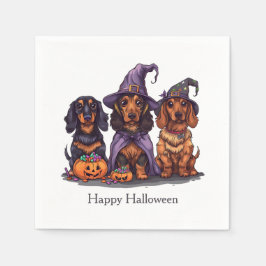 Guardanapo De Papel Feliz Halloween Dachshund Witch Dogs