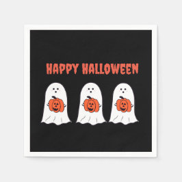 Guardanapo De Papel Feliz Halloween Fantasmas com Jack-o-Lanterns