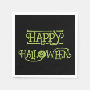 Guardanapo De Papel Feliz Halloween   Letreiro Preto e Verde Assustado