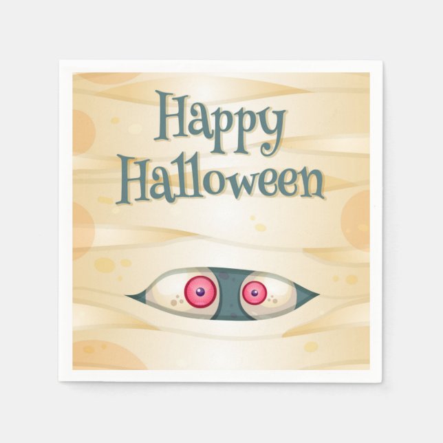 Guardanapo De Papel Feliz Halloween Mummy (Frente)