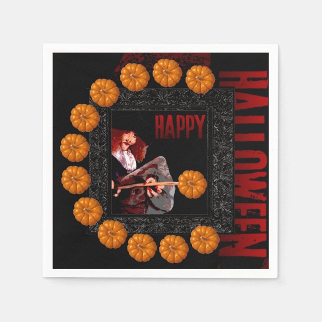 Guardanapo De Papel Feliz Halloween Pequeno Pumpkins Bruxaria Napkins (Frente)