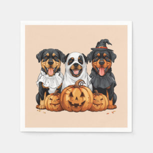Guardanapo De Papel Feliz Halloween Rottweiler Cães Jack O Lanterna