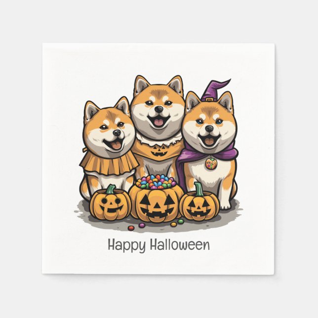Guardanapo De Papel Feliz Halloween Shiba Inu Dogs (Frente)