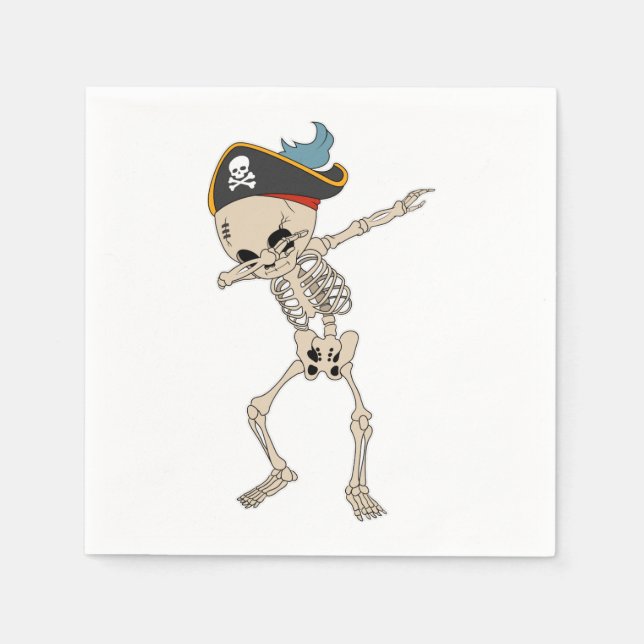 Guardanapo De Papel Feliz Halloween Skeleton Pirate Dancing Party (Frente)