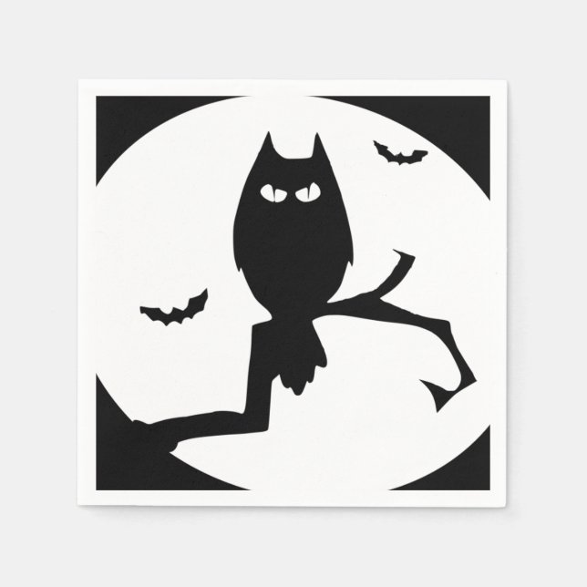 Guardanapo De Papel Feliz Halloween Spooky Owl Paper Napkin (Frente)