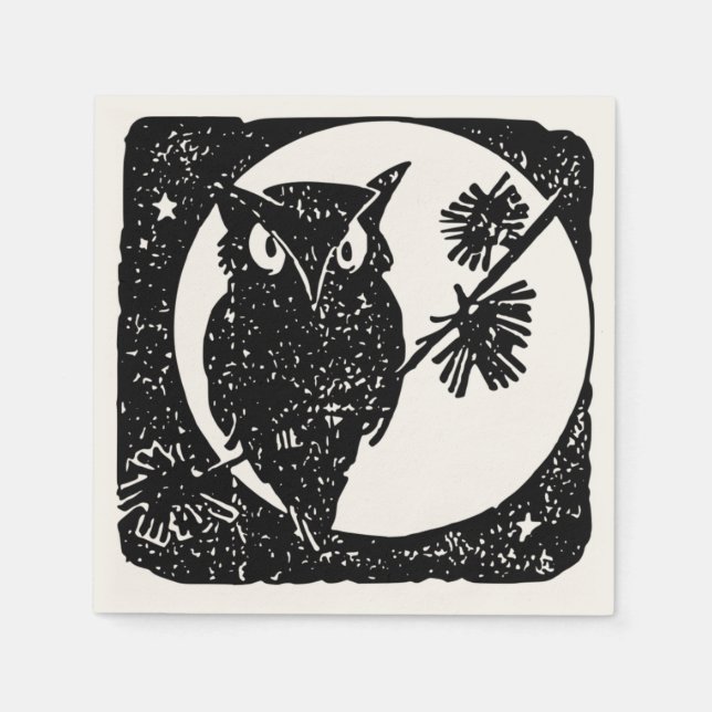 Guardanapo De Papel Feliz Halloween Spooky Owl Paper Napkin (Frente)