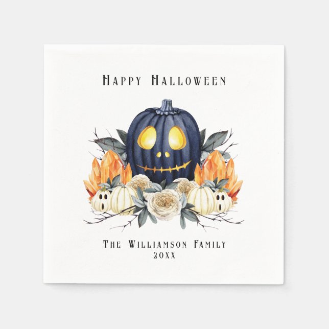 Guardanapo De Papel Feliz Halloween Spooky Samhain Pumpkins Crystals (Frente)