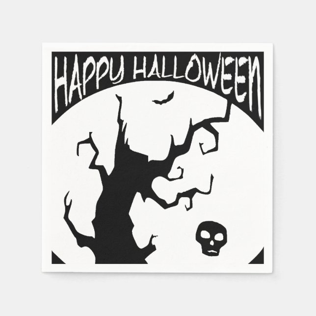 Guardanapo De Papel Feliz Halloween Spooky Tree Paper Napkin (Frente)