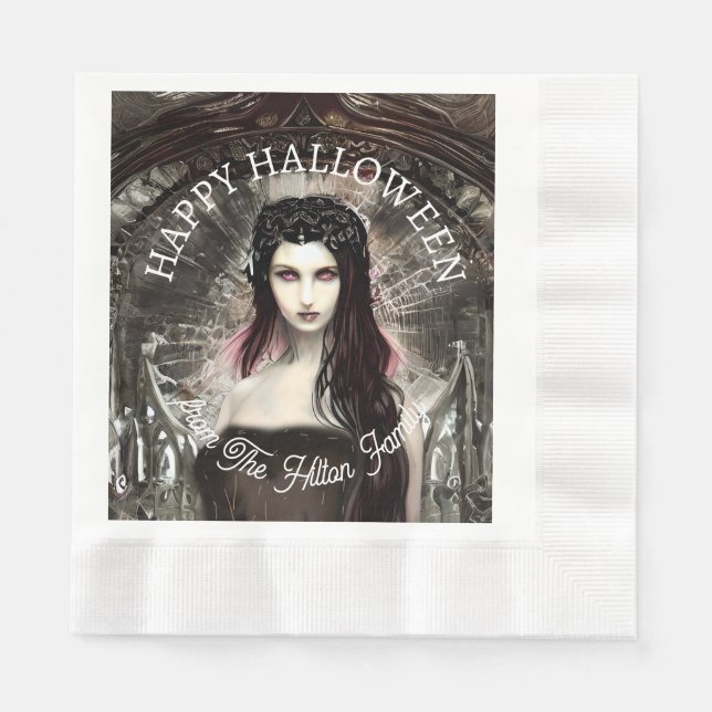 Guardanapo De Papel Feliz Halloween Steampunk Gothic Fallen Angel (Frente)