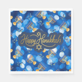 Guardanapo De Papel Feliz Hanukkah Azul e Branco