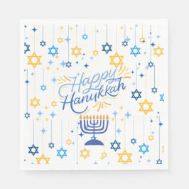 Guardanapo De Papel Feliz Hanukkah Azul e Dourado