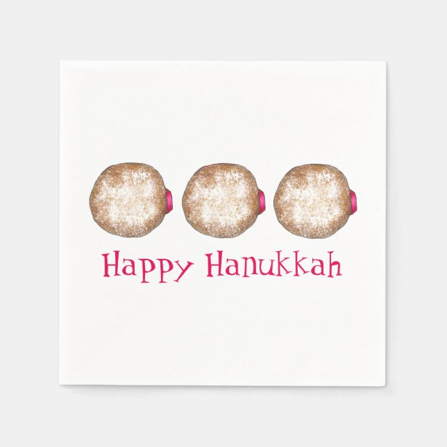 Guardanapo De Papel Feliz Hanukkah Chanukah Jelly Rosquinha Sufganiyah (Frente)