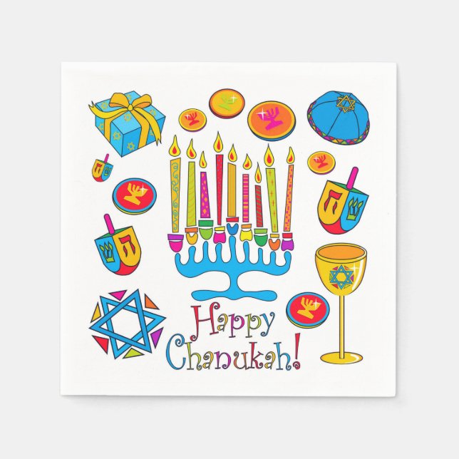Guardanapo De Papel Feliz Hanukkah - Chanukah Napkin (Frente)