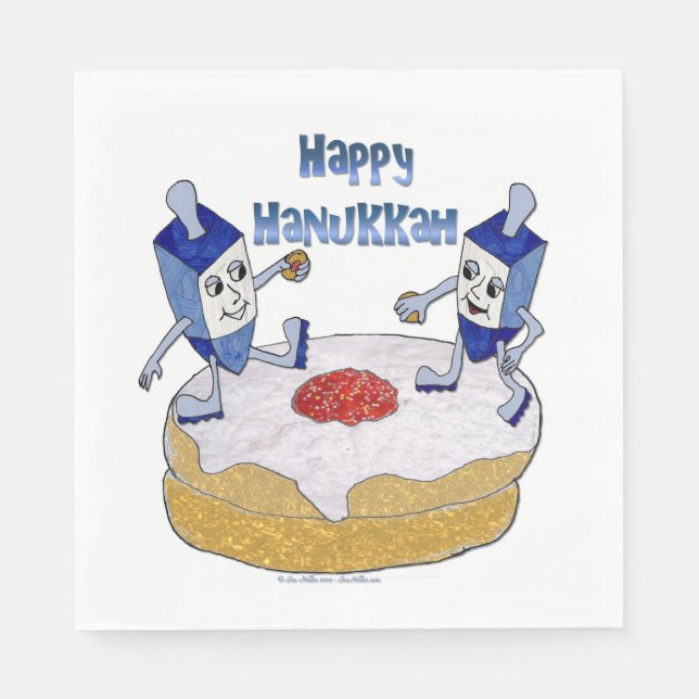 Guardanapo De Papel Feliz Hanukkah Dançando Sonhos Doughnut Napkins (Frente)