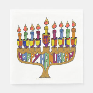Guardanapo De Papel Feliz Hanukkah Dreidel Menorah Paper Napkins