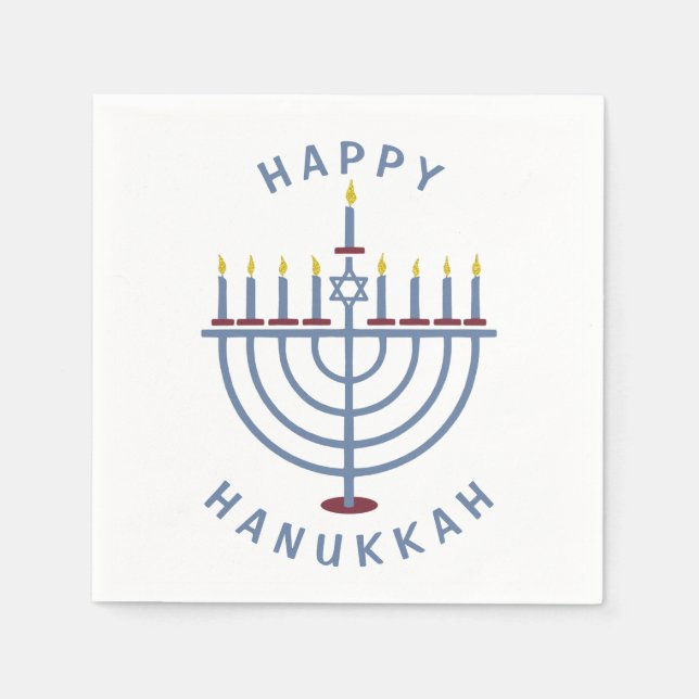 Guardanapo De Papel Feliz Hanukkah Menorah Party Paper (Frente)