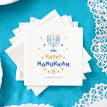 Guardanapo De Papel "Feliz Hanukkah" Personalizado<br><div class="desc">Festivo personalizado Feliz Hanukkah design.</div>