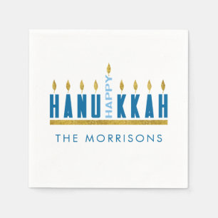 Guardanapo De Papel Feliz Hanukkah  Personalizado Menorah