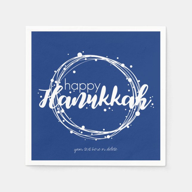 Guardanapo De Papel Feliz Hanukkah Snow Bubbles Wreath Holidin Napkin (Frente)