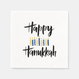 Guardanapo De Papel Feliz Hanukkah Velas Azuis Amarelas